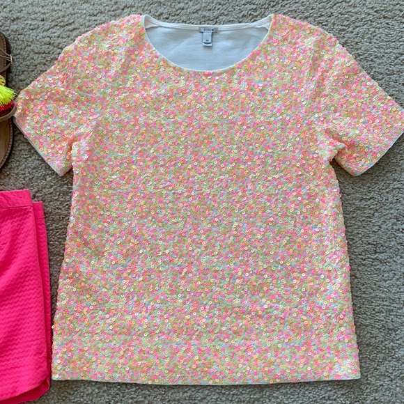 J. Crew Sequined Short Sleeve Tee - Picture 2 of 8